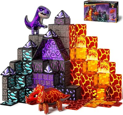 GOBIDEX Dinosaur Magnetic Tiles Set