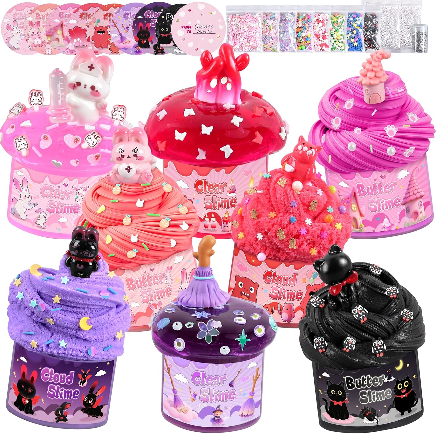 Halloween Slime Kit 8 Pcs, Cloud Butter Clear Slime, Halloween Party Favors