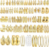FAXHION 42 Pairs Gold Hoop Earrings Set