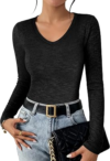 ANRABESS Long Sleeve V Neck Shirts