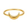925 Sterling Silver Gold Plated Crescent Moon Ring | Handmade Stackable Jewelry (7.5)