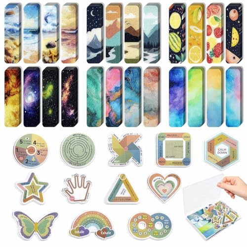 96 Pcs Sensory Stickers with 2 Textured Surfaces - Adhesive Fidget Strips for Anxiety Relief & ADHD Support, Includes Storage Box - for Office & Desk Use by Adults (Personality)