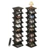 9‑Tier Foldable Shoe Rack, X‑Shape Vertical Shoe Storage Organizer, Narrow Free Standing Shoe Shelf for Small Entryway Closet Corner, Space‑Saving Shoe Holder