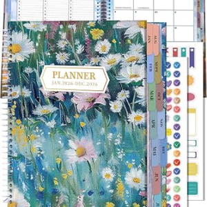 CAGIE 2026 Planner Weekly and Monthly (Jan. 26-Dec. 26), 12 Month Hourly Planner 8.5″x11″, Large Daily Planner with Hourly Timeslot, Monthly Tab, Spiral Binding, Bookmark