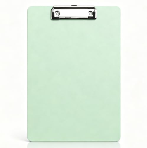 A4 Clipboard, Plastic Writing Board with Strong Clip for Office School Documents.Durable Plastic Build, Strong Metal Clip, Lightweight, A4 Standard Size, Multiple Color Options (1, A4-Light Green)