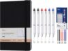 A5 Hardcover Journal with 6 Black, Red & Blue Erasable Gel Pens, 6 Refills