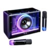 A78E-Bluetooth Speaker Karaoke Machine Two Microphones Portable Adults Kids LED Lights
