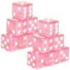 Abilat 12 Pieces 19mm Casino Dice Set Translucent 6 Sided Game Dices Square Corner Acrylic Dice for Casino Vegas Theme Birthday Party Supplies Board Games Classroom Teaching (Pink)