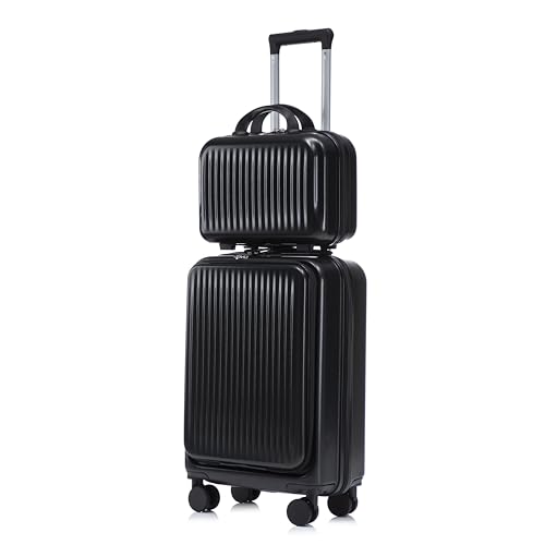 ABS Spinner Wheel Luggage Set, 2 Piece 20 Inch Suitcase and 14 Inch Cosmetic Case, Front Opening Design with Combination Lock, Adjustable Retractable Handle Waterproof Travel Luggage for Weekend Trave