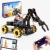 ACEBOTT 5DOF Robot Arm Car Kit, ESP32 Programmable Coding Robot with 4WD App & Remote Control, Arduino Python Blockly Compatible STEM Robotics Building Kit for Kids 12+ Teens and Adults