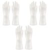 ACNTENY 3 Pairs PVC Household Cleaning Gloves Multifunctional White, Size M