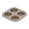 ACNTENY 4-Cavity Shell Muffin Cupcake Baking Pan, Carbon Steel, Gold