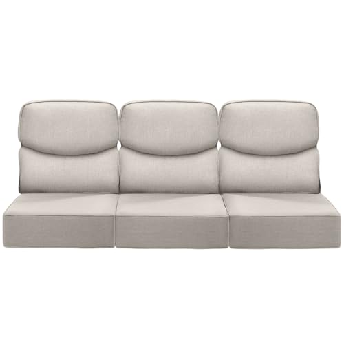 ACTREST Luxury 24x24x6 Inch Smile Outdoor Sofa Cushions Set of 3 - Memory Foam Deep Seat Patio Furniture Pillows for Wicker Rocker Dining Chair Loveseat 3-Seater L-Shape Sectional Sofa - Beige