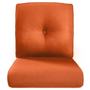 ACTREST Pop 22x25/22x24 Outdoor Replacement Cushions - 1 Set High Back Deep Seat Patio Furniture Cushion for Rattan Dining Swivel Rocking Chairs Rattan Loveseat Couch Sectional Sofa - Orange/Button