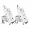 Addtam Flat Plug Extension Cord, Power Strip with 6 Outlet Extender, 2 Pack