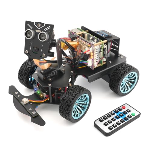 Adeept PiCar-B Metal Smart Robot Car Kit for Raspberry Pi 5/4B/3B+/3B(Raspberry Pi NOT Included), AI Vision Robot with OLED Display, Camera, OpenCV, Python Programming, STEM Educational Robotics Kit