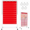 Adjustable Pocket Stainless Steel Chart Stand for Classroom Expandable Anchor Chart Holder with Casters & 5 Rings Standard Educational Teaching Supplies for Teachers School Office Tools (White & Red)