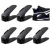Adjustable Shoe Slots Organizer Rack, Black, 5Pcs Foldable Plastic Shoe Rack Set, Space-Saving, Ideal for Entryways, Closets, and Dorm Rooms (Pack of 1) (5 piece)