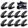 Adjustable Shoe Slots Organizer Rack, Black, 5Pcs Foldable Plastic Shoe Rack Set, Space-Saving, Ideal for Entryways, Closets, and Dorm Rooms (Pack of 1) (10 piece)