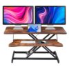 Adjustable Standing Desk Converter – 37" Wide, for Two Monitors with Keyboard Tray, Manual Gas Spring Sit Stand Desk Converter Lifts to 18.5", Tiger Brown