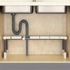 Adjustable Under-Sink Storage Rack - Stainless Steel Multi-Layer Space-Saving Storage Rack, Suitable for Kitchen and Bathroom Cabinets, Durable Wood-Free Design, Easy to Install (Single Layer)