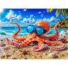 Adult Jigsaw Puzzle, 1000 Pieces, Octopus in Sunglasses on the Beach