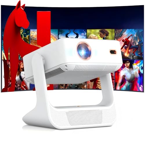 Aepuesem Portable Projector with TouchScreen & Built-in App Store, Native 1080P 4K Supported Smart Video Projector, WiFi 6 & Bluetooth, Dual-Screen Sync, Auto Focus, 180° Stand, for Home &Outdoor
