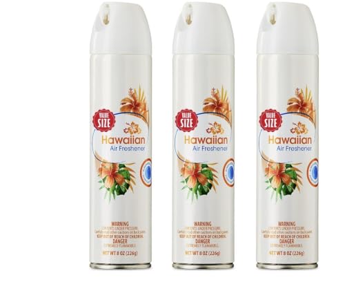 Aerosol Air Freshener Hawaiian Scent 8 oz – Long Lasting Odor Eliminator Spray for Home, Bathroom & Office, Tropical Fragrance Room Spray, Instant Freshness, Easy to Use (pack of 3)