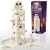 AerWo Wooden Blocks Stacking Games, Tumbling Tower and Balance Halloween Games for Kids, Skeleton for Kids and Adults with Six-Sided Dice, Wood Blocks Twister Game