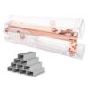 Aesthetic Clear Acrylic Office Desk Stapler w/ 1000 Staples, Rose Gold