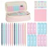 Aesthetic School Supplies with Cute Pencil Case, 12x Pastel Mechanical Pencils 0.5 & 0.7mm with 720x HB Leads, 4x Erasers and 1x Sticky Note, Suitable for Writing, Drafting Drawing Sketching(pink)