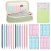 Aesthetic School Supplies with Cute Pencil Case, 12x Pastel Mechanical Pencils 0.5 & 0.7mm with 720x HB Leads, 4x Erasers and 1x Sticky Note, Suitable for Writing, Drafting Drawing Sketching(green)