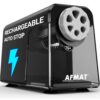 AFMAT 6-Hole Electric Pencil Sharpener for Classroom, Cordless & Rechargeable, Heavy Duty Pencil Sharpeners for 6-11mm Colored Pencils, Auto Stop, Super Fast, 10,000+ Sharpenings, Battery Powered PSD1
