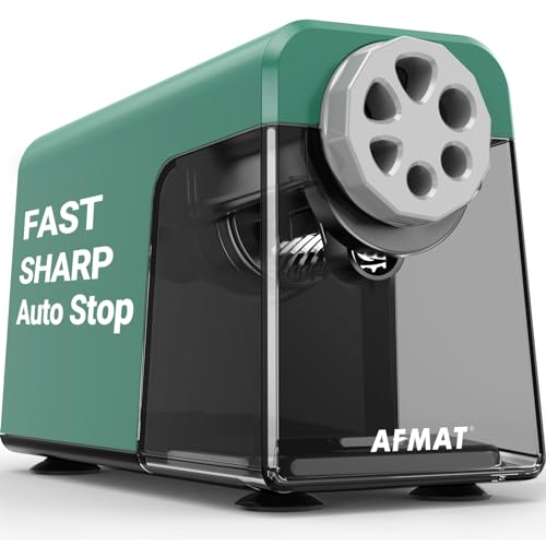AFMAT Heavy Duty Electric Pencil Sharpener, 6 Holes, Auto Stop Pencil Sharpeners for 6-11mm Pencils, Classroom Electric Sharpener for Artists, 7000 Sharpenings, Save Pencils, PSX1