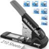 AFMAT Heavy Duty Stapler, 210 Sheet Effortless Stapler for Desk, 60% Reduced Effort, Jam Free, 50,000+ Uses, Adjustable Paper Depth, Metal Office Desktop Staplers, Includes 7000Pcs Staples, ES15