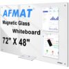 AFMAT Magnetic Glass Dry Erase Board, 72" x 48" Glass Wall Mounted White Board, 4mm Tempered Glass w/Strong Magnetic Surface, Large Frameless Whiteboard for Office, Home, School