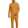 African Suit for Men, Dashiki Outfit Gold Buttons Jacket & Pants T47 XXL