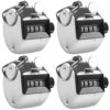 AFUNTA 4 Digit Hand Tally Counters, 4 Pack Mechanical Lap Tracker Manual Clicker with Metal Finger Ring Hoop Holder - Silver
