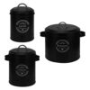 AFXGUSD 3 Pieces Kitchen Storage Canister Set Onion Potato Garlic Bins Containers with Lid Iron Material Sealed Design Large Capacity Smooth Edges Suitable, Black