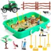 AGENTLAN Farm Sensory Bin with Sensory Sand, Farm Toys for Ages 3-8