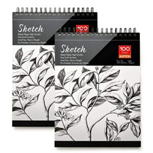 AGPtEK Sketch Book 9 X 12, Art Drawing Pad, 100 Sheets, 2 Pack