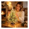 AGWIM DIY Beaded Christmas Tree Kit, Crystal Holiday Craft Set for Adults, Colorful Beads, Ornament Charms, Metal Frame, Angel Topper, Warm Glow Display, C