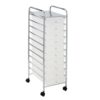 AHBNUDC 10 Drawer Rolling Storage Cart, Multi Color Organizer with Clear Drawers and Wheels, Mobile Craft Storage Organizer for Art Supplies, Office, School and Home, Clear and Chrome