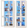 Aheaplus 80" Display Cabinet with Glass Doors, 5-Tier Tall Bookcase with LED Light, Glass Display Case with Adjustable Shelves, Curio Cabinet for Collectibles, Home, Office, Book, Pantry, Warm White1