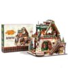 Ahilmrn DIY Miniature House Kit, Christmas Wooden Dollhouse Kit with LED Lights & Music Box, 3D Mini House Building Kit for Adults, Xmas Snowy Lodge Craft Hobby Gift