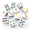 Ahoper 12 Pieces 16mm Standard Dice White with Multi-Color Pips Sided D6 Multicolor Pip Square Edge Dices for Table Board Games