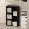 AHSYDVDF Blackwood 5-Cube Open Bookshelf, Dual Vertical & Horizontal Freestanding Cubby Bookcase, Compact Space-Saving Composite Wood Book Storage Organizer for Home Closet Bedroom Living Room