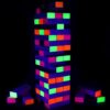 Ahuimeius 54 Piece Giant Tumble Tower Outdoor Games, Glow in the Blacklight Tumble Tower Yard Games,Outdoor Board Game for Adults for Family Game Night (Giant)