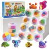 Air Dry Clay for Kid 3-8, 12 Boxs Magic Dough & 24 Animal,DIY Art Craft Toy