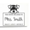 Airedale Terrier Belongs to Teacher Stamp, Duo Hand Mount, 1-5/8 Square